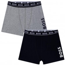 Hugo Boss Boys 2 Pack Boxer Shorts - Grey/Navy